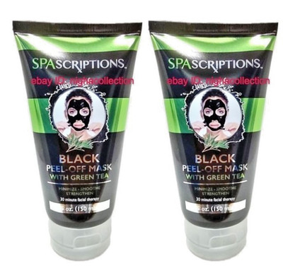 2 x SPAscriptions Black Peel-Off Mask w/ Green Tea Minimize Smoothe Sealed 5ozEa