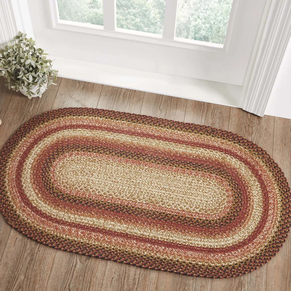 Коврик для пола Accent Rug Ginger Spice Jute Primitive 27x48 овальный нескользящий бренд VHC - Изображение 3 из 4