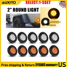 2 Round Led Side Marker Clearance Trailer Truck Light Fleet White Amber 10-50x