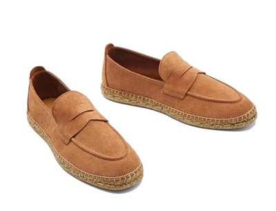 Massimo Dutti Women's Rust Penny Strap Espadrille Loafers Flats Size 10 New