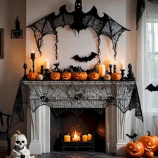 Halloween Mantle Scarf for Table Window Indoor Curtain Kitchen Decoration Hal...