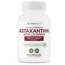 Astaxanthin Supplement 24mg with Lycopene 50mg   High Dose Antioxidant - 60 Caps