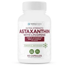 Astaxanthin Supplement 24mg with Lycopene 50mg – High Dose Antioxidant - 60 Caps
