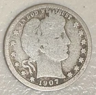 1907 Barber Quarter Dollar 90% Silver NO RESERVE!!