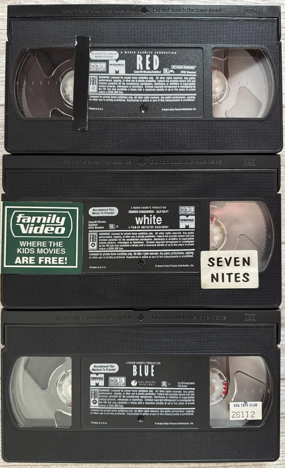 Three Colors Trilogy Blue White Red VHS Juliette Binoche Julie Delpy Irene Jacob - Image 3 of 3