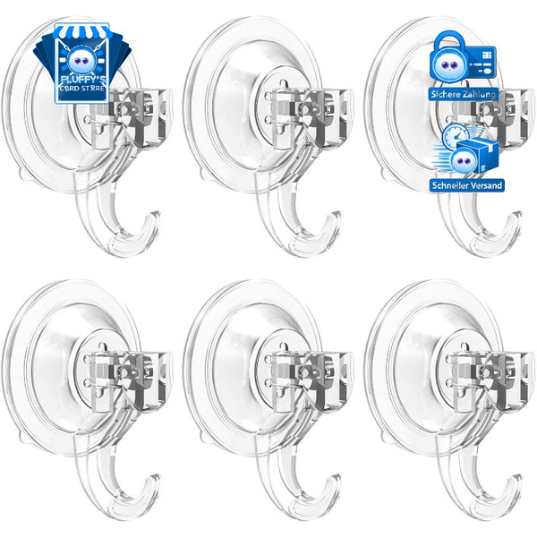 Saugnapf Haken Ohne Bohren Extra Stark Transparent 7Cm Wiederverwendbar 6Er Set-image