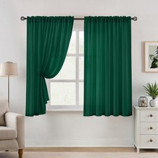 HOMEIDEAS Non-See-Through Dark Green 52"W x 63"L Pack of 2 ,