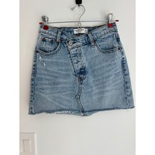 Abercrombie Fitch 90s Micro Mini Skirt Crossover Waist Light Wash Denim 25