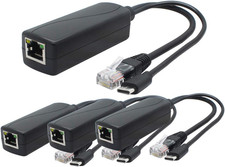 4-Pack 5V PoE Splitter, USB Type C, 48V to 5V 2.4A, IEEE 802.3af Compliant, 10/1
