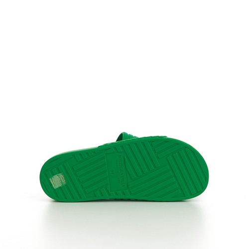 BOTTEGA VENETA 520$ Slide Sandals - Parakeet Green, Geometric Rubber - 第 9/11 張圖片