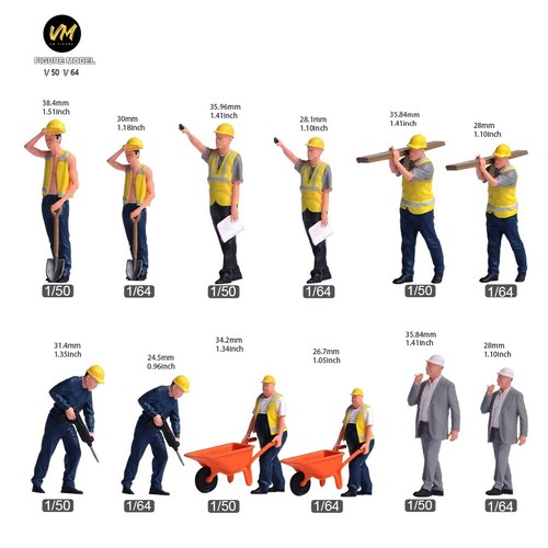6PCS 1/50 1/64 Construction Worker Scene Prop Doll For Engineering Vehicle Model - Picture 36 of 42
