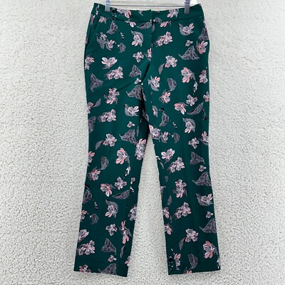 Eliane Rose Womens 6 Hunter Green Dress Pants Floral Straight Leg Ankle |  eBay