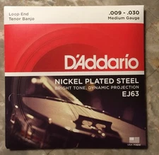 D'Addario EJ63 Tenor Banjo Strings, Nickel, 9-30