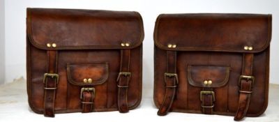  Saddlebag Side Pouch Brown Leather Motorcycle Saddlebags 1 Pair