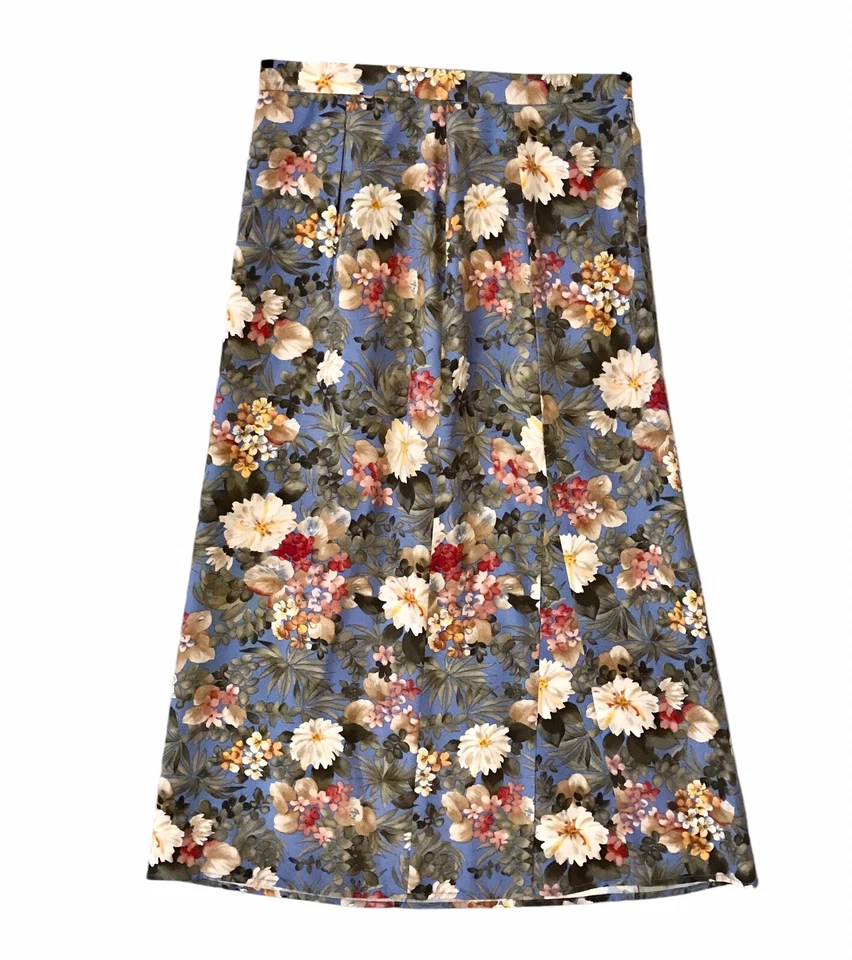 Falda Larga Midi Hada De Colección Años 90’s Floral Cottagecore 100% Seda Y2K Para Mujer Talla 12 Foto 3 de 4