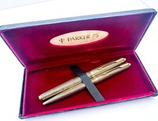 PARKER 75 Vermeil DORADO Relleno PLATA ESTERLINA 925 Pluma Estilográfica Bolígrafo Set