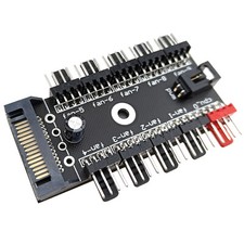 PWM Fan Hub 1 to 10 4Pin Splitter SATA Powered PC CPU Case Cooling Controller