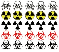 25 Tattoos: Warning Symbol, Biohazard, Skull  Crossbones, Radiation, Poison