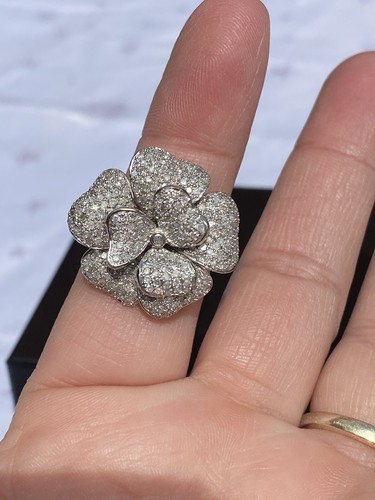 Diamond Treasures Sterlingsilber Pave Weißer Diamant Dimension Blume Ring - Bild 8 von 14