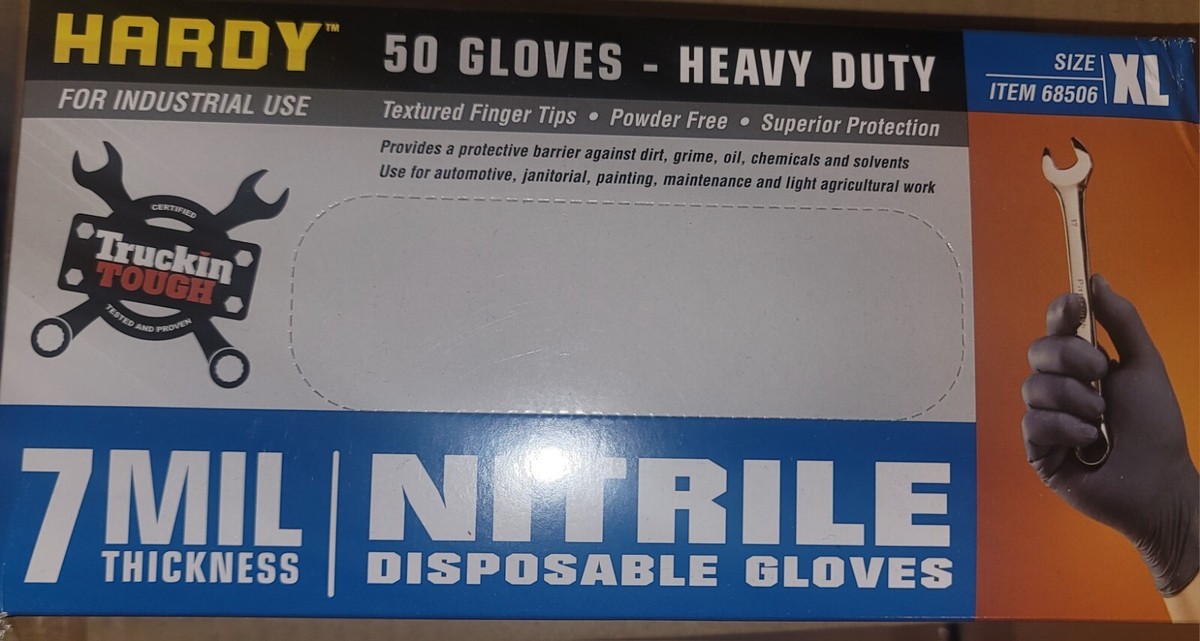 Hardy 68506 Nitrile Gloves 7 mil Strong | HEAVY DUTY | X LARGE