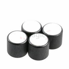 4x Guitar Bass Metal Control knob White Shell inlay volume tone knobs Black