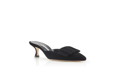 MANOLO BLAHNIK Maysale Black Suede 50mm Buckle Mules New And Authentic
