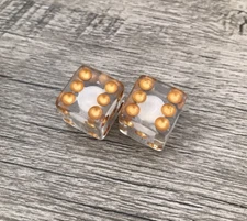 2X Clear Dice Gold Dots Valve Stem Cover Caps Car Truck Bike Motorcycle Bicycle