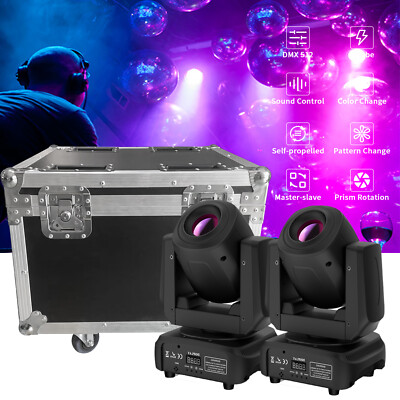 2x 150W 5Prisma 8Gobo LED Beam Moving Head Bühnenlicht DMX DJ Spotlicht mit Case