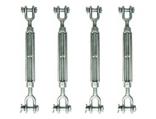 Turnbuckle 3/8 Inch x 6 Inches Jaw Jaw Galvanized Steel Turnbuckle Forged 4-PK