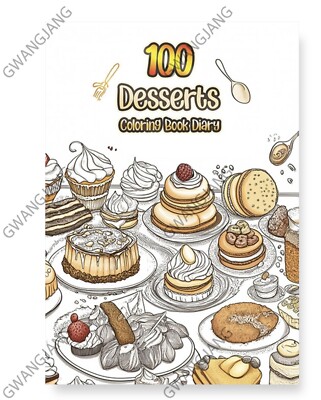100 Dessert Coloring Book Diary Korean Kpop illustration Famous Art Fun