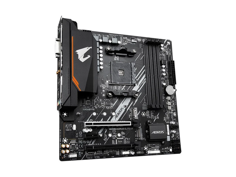 GIGABYTE B550M AORUS ELITE AX (rev 1.3) AM4 AMD B550 Micro-ATX Motherboard - Image 3 of 4