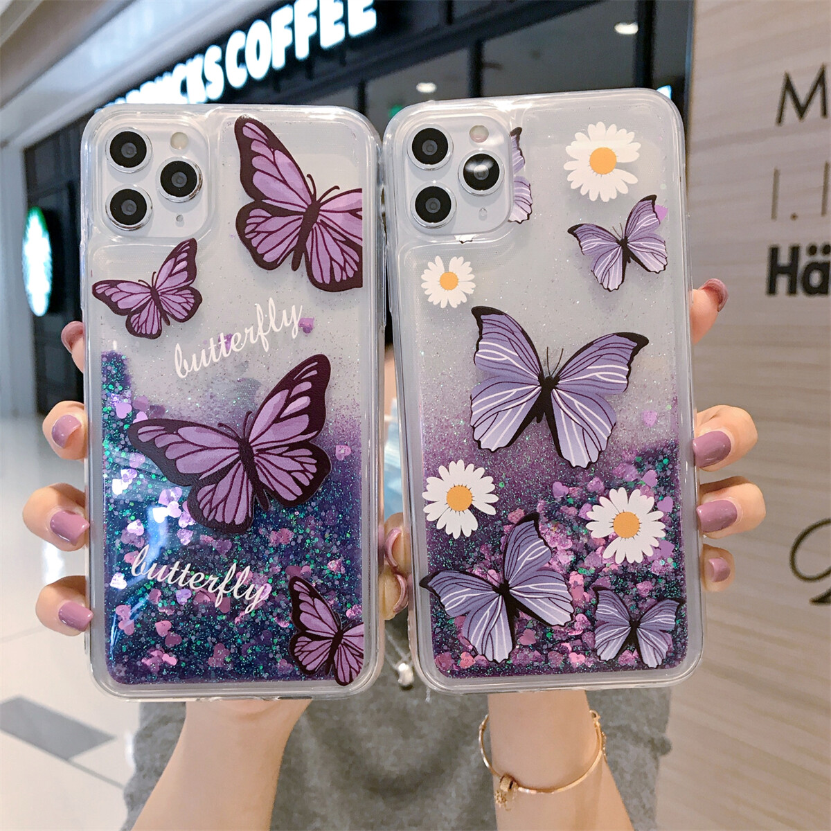 Bling Butterfly Liquid Glitter Case Cover For iPhone 14 Pro Max 13 12 11 XR  SE