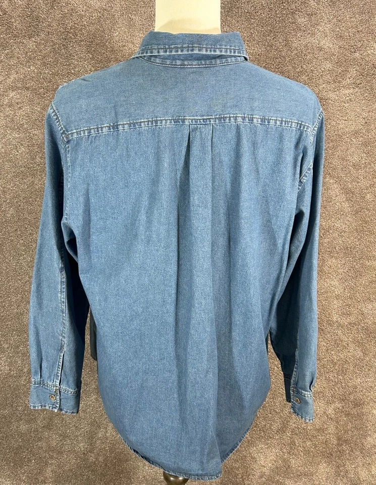 Craftsman Shirt Mens XL Blue Denim Long Sleeve Pockets Button Up Workwear - Image 3 of 4