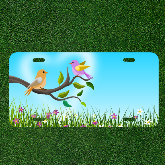 Custom Personalized License Plate With Stunning Two Birds On Branch Add