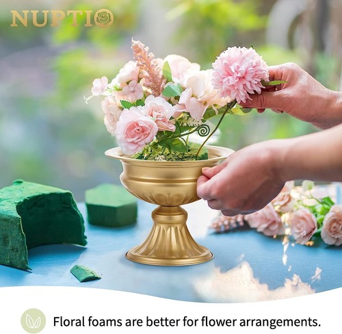Gold Vases for Centerpieces Wedding - 2 Pcs 6.5in Height Metal Urn Planter Eleg - Picture 3 of 7