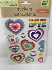 Love Hearts Colorful 3D Stickers Papercraft Scrapbook Planner Craft Cards