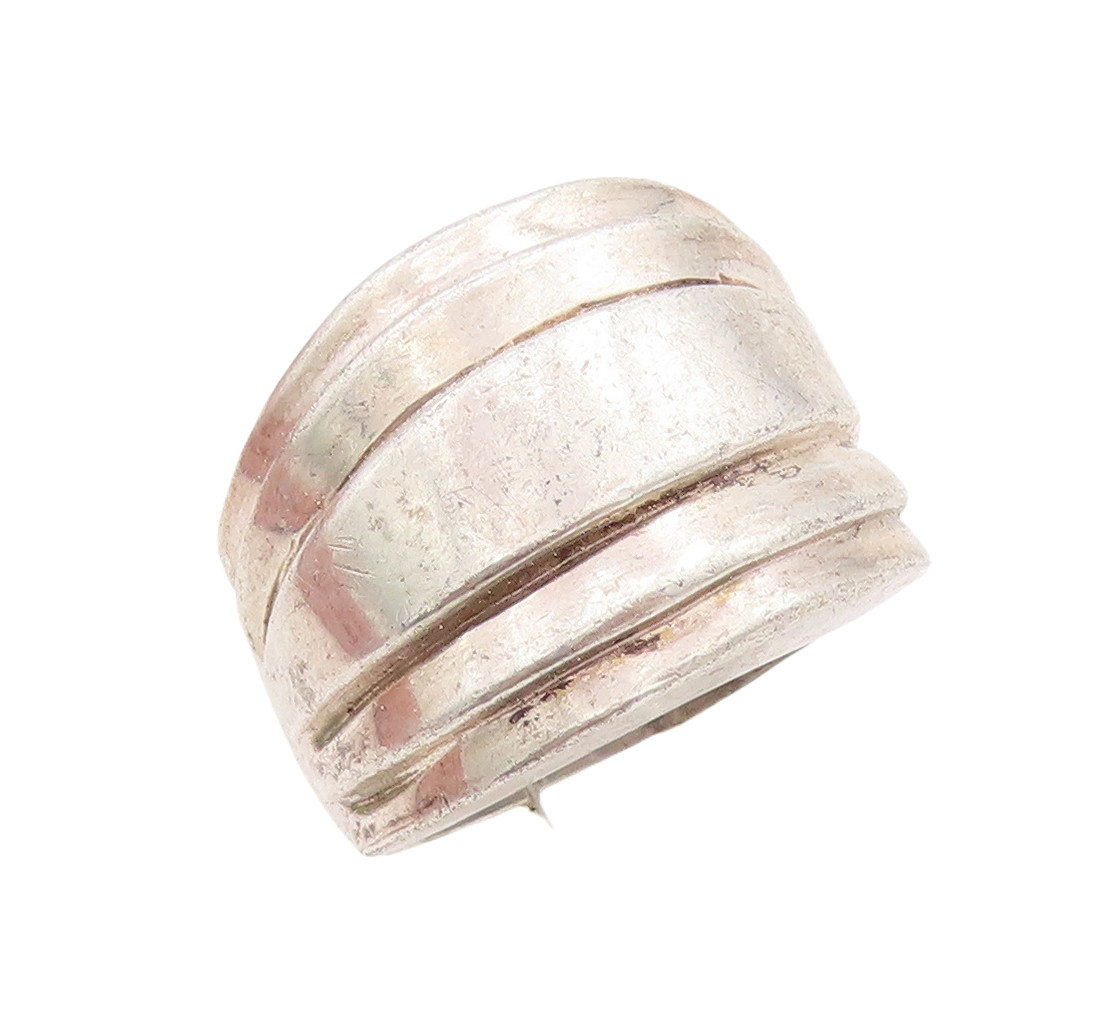 925 Sterling Silver Vintage Ring Solid Large Carv… - image 1