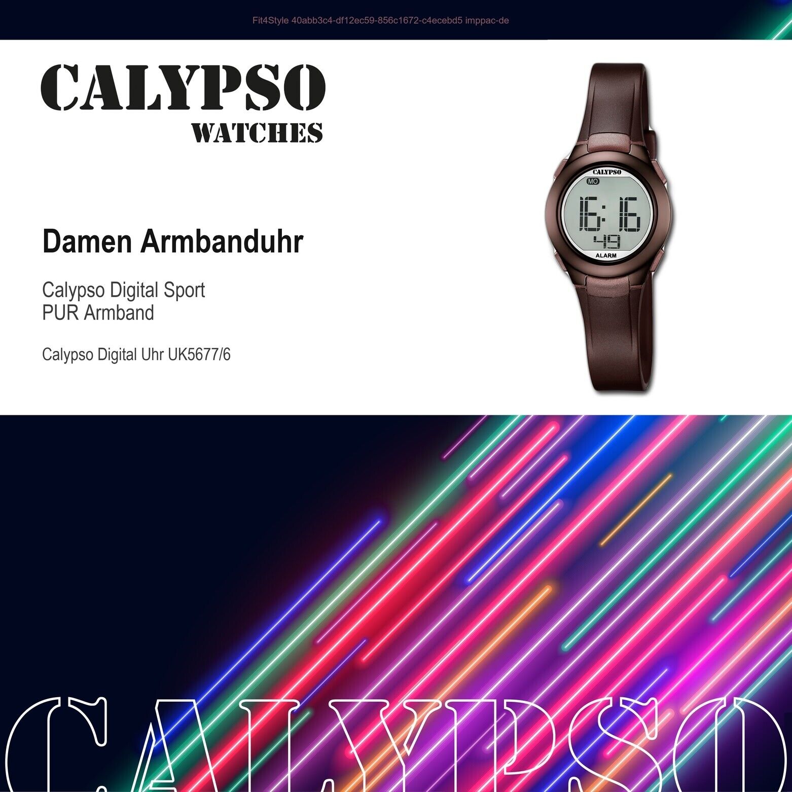Calypso Damen Uhr K56776 Kunststoff PUR Armbanduhr Digital braun UK56776