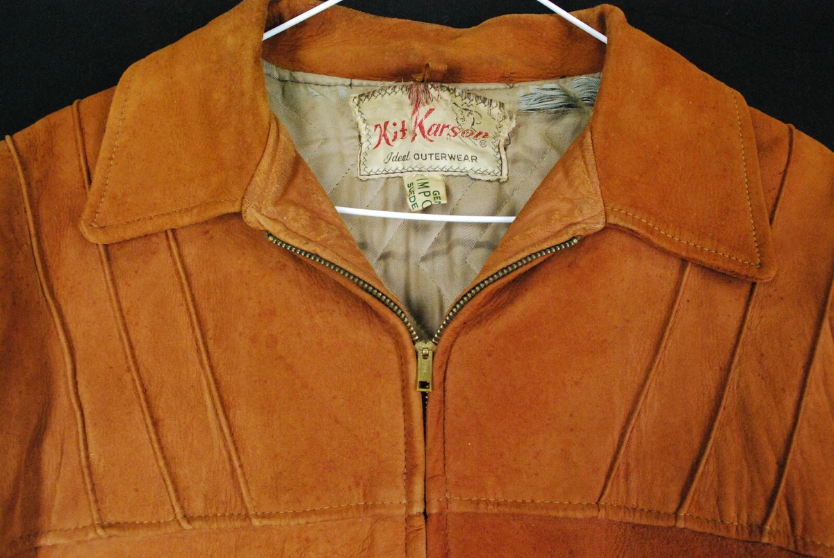 Vintage 50s Kit Karson Ideal Jacket Leather Suede Burnt Brown Mens