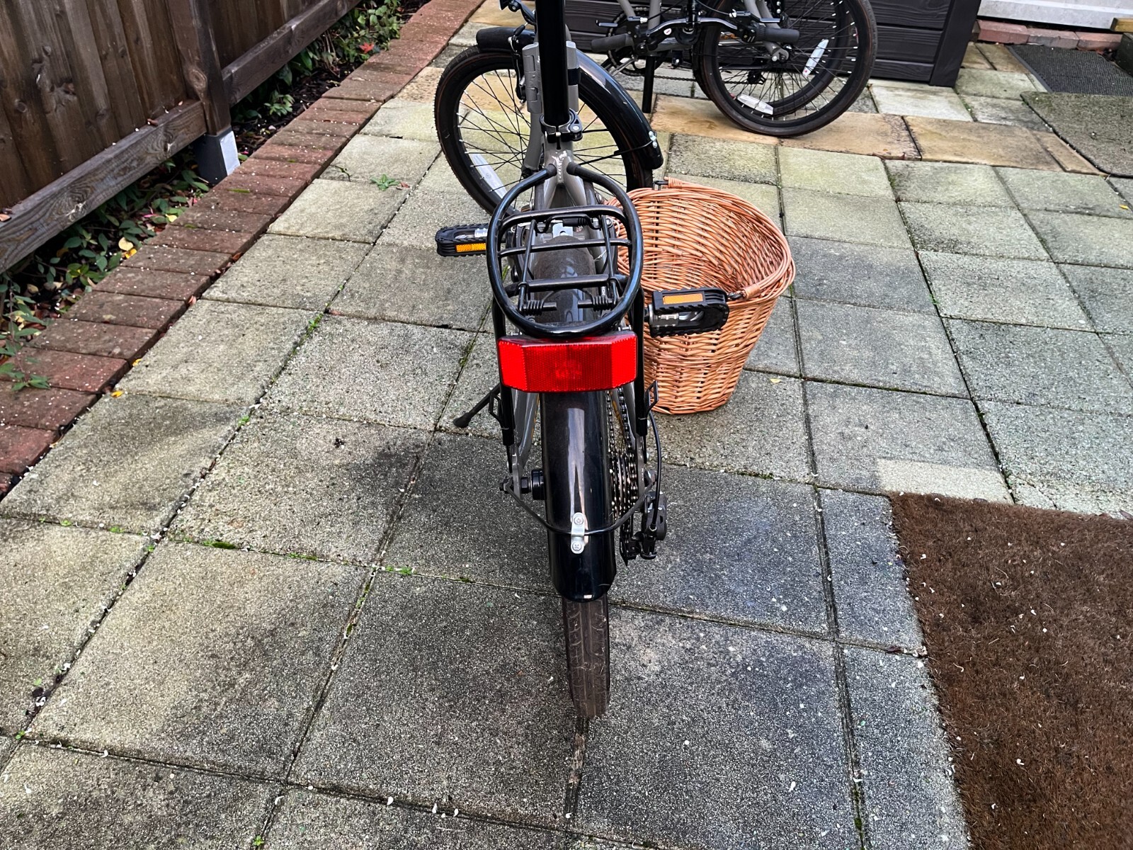 Raleigh Two Folding City Bike Grey with Wicker Basket. Excellent