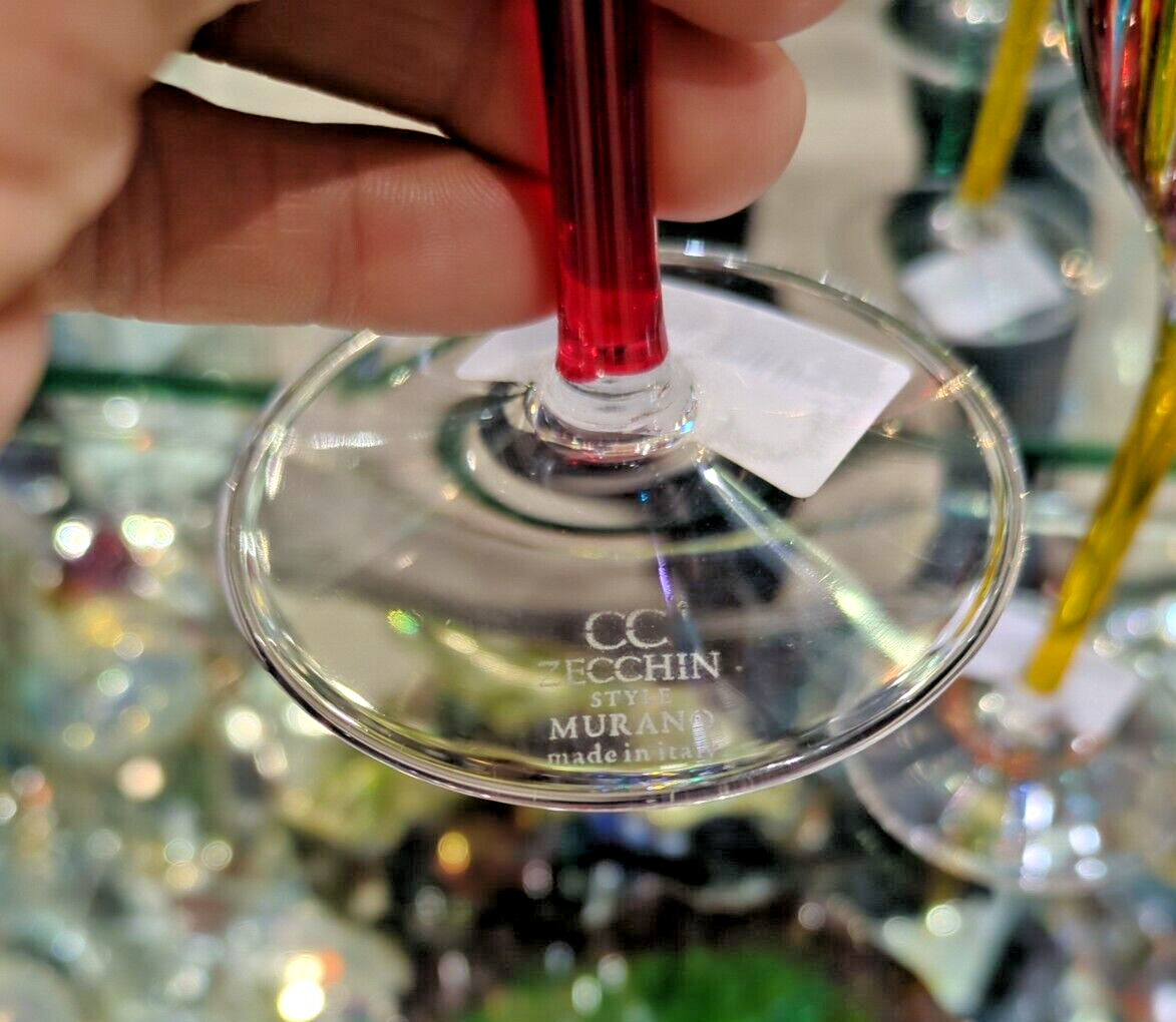 CC ZECCHIN MURANO Wine Glass, multi color 8-7/8” Tal, 6 pcs | eBay