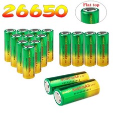 2/16PCS 26650 3.7V Rechargeable Batteries Flat Top Cell, USB Battery Charger