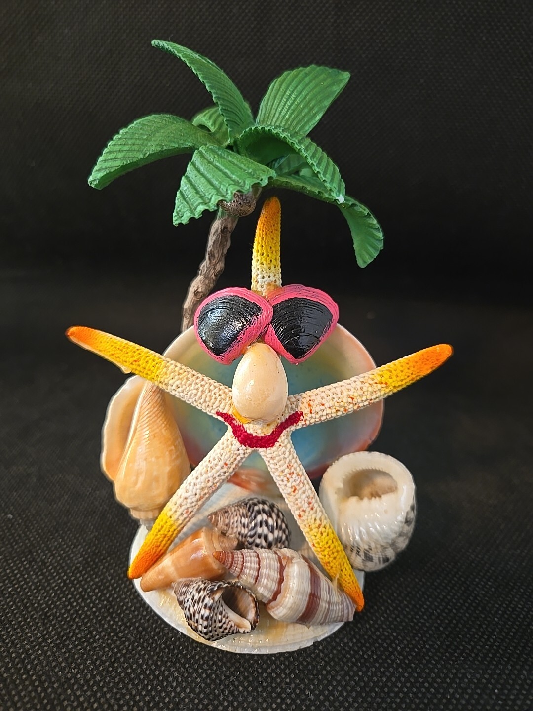 Vintage Starfish Figurine Shell Beach Scene Made in Phillipines Novelty