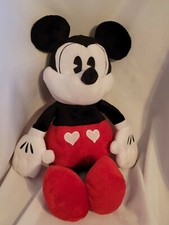Mickey Mouse Valentine Heart button Plush Vintage face 20" laying flat EUC