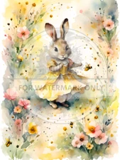 Easter Bunny in Dress | A4 Rice Paper | Paper for Decoupage | Decoupage Central