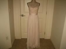 AMSALE Womens Blush Beige Lace  Tulle Special Occasion Dress SZ 4 