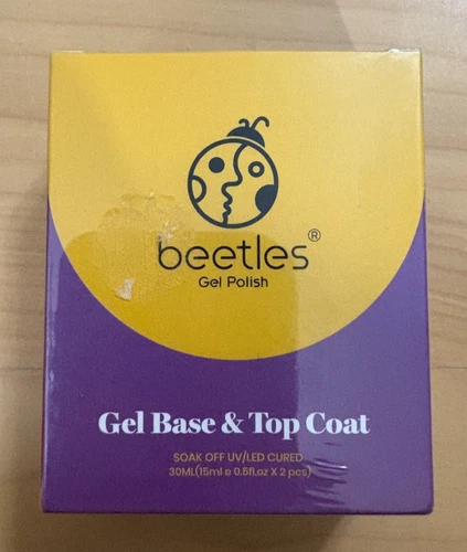 Beetles 2 Pcs 15Ml No Wipe Gel Top Coat and Base Coat Set - Glossy Shine Finish