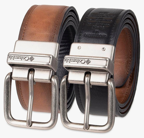 New Columbia Men's Beveled Tan / Black Reversible Casual Jeans Belt Size 42/44