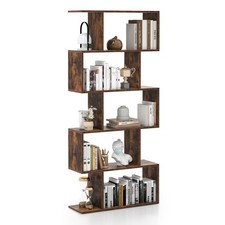 5-Tier Bookcase Bookshelf Geometric Room Divider Storage Display Shelf