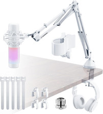 M05 Boom Arm, 360  Rotatable Microphone Stand with Desk Mount White M06 Overhe